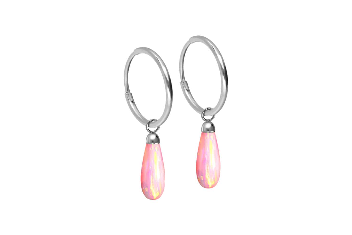 Titan Ohrclicker Creolen SYNTHETISCHER OPALTROPFEN von Piercingline